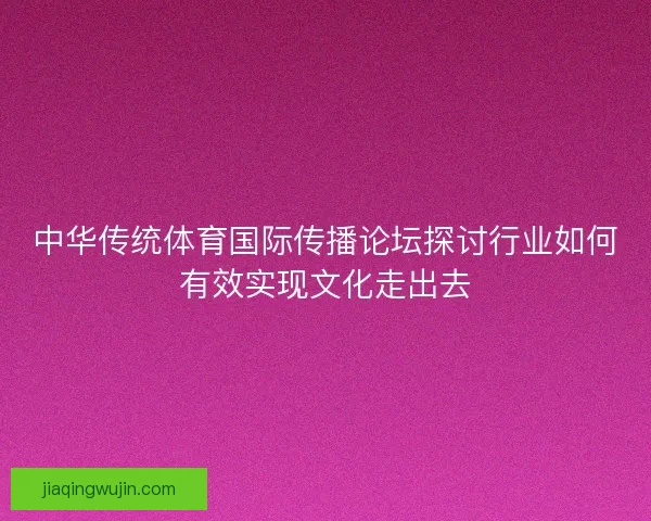 中华传统体育国际传播论坛探讨行业如何有效实现文化走出去